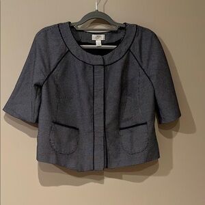 Ann Taylor Navy & White Short Sleeve Jacket